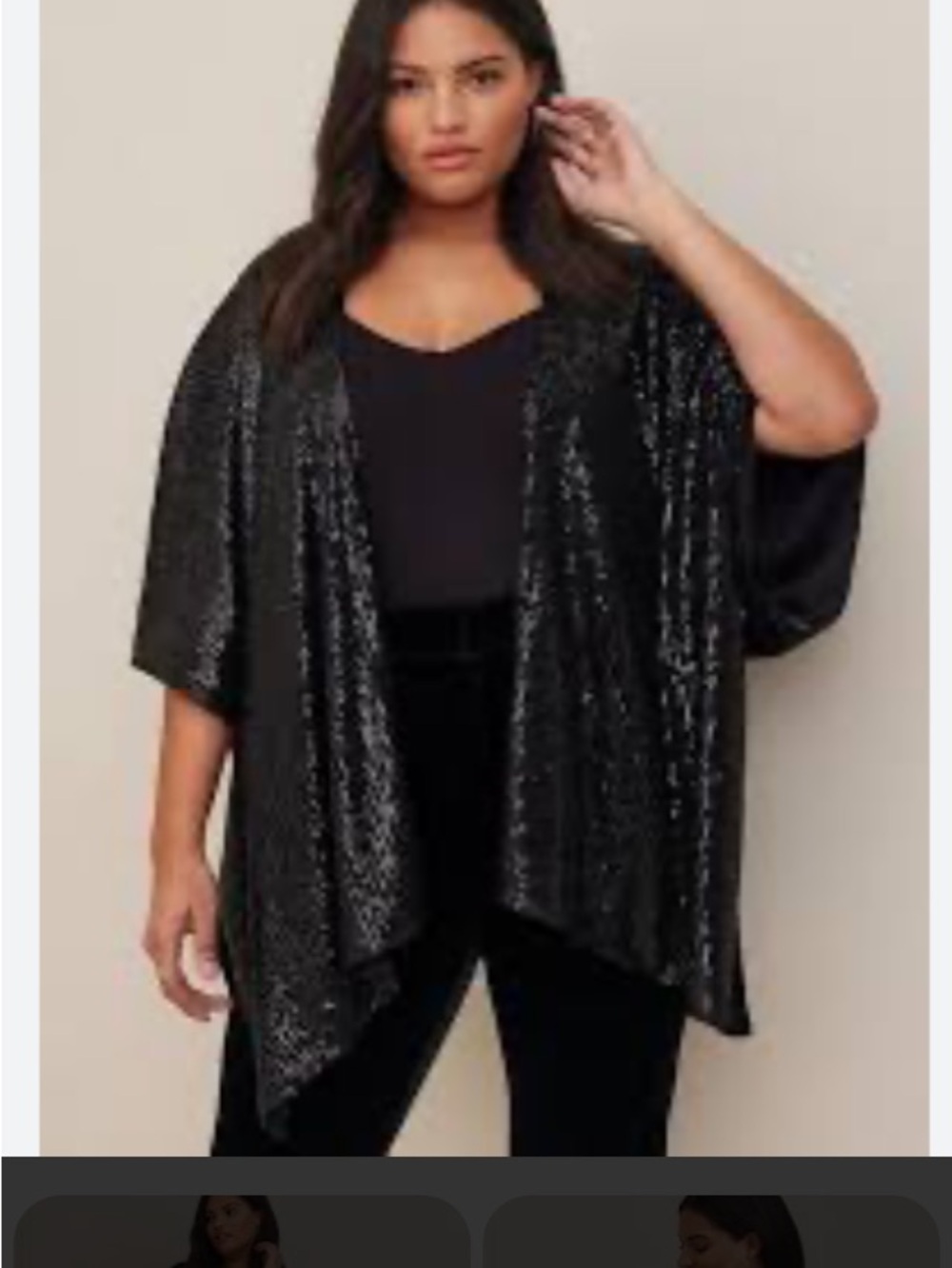 torrid Black Sequin Open-Front Kimono